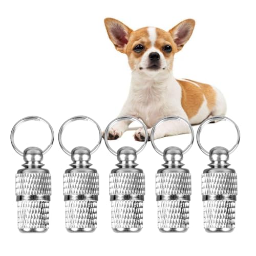 HOLIDYOYO 6Pc Pet Id Name Address Label Tag Storage Barrel Tube for Cats and Dogs Lightweight Easy Attach Durable Dog Id Tube for Pet Safety