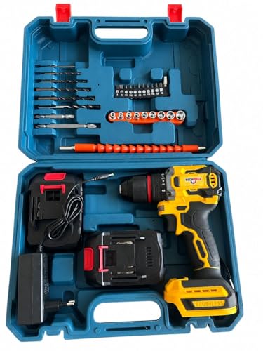 Image of MECHFORCE 13mm Cordless Drill Machine Model-MFR1320 Brushless Motor 28V Li-ion Batteries 18 +1 Torque 80nm torque with Accessories Kit works on wood, steel and concrete 12 month warrranty