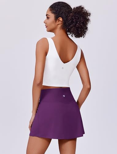 Image of PINSPARK Womens Tennis Skirt High Waisted Golf Skort with 2 Pockets Stretchy Athletic Skirts for Workout Pickleball Running