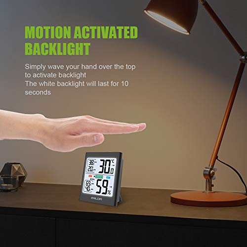 BALDR Digital Indoor Thermometer & Hygrometer - Compact and Versatile Design with Motion Activated Backlight, Accurate Temperature Monitor & Humidity Gauge - Thumbnail 2