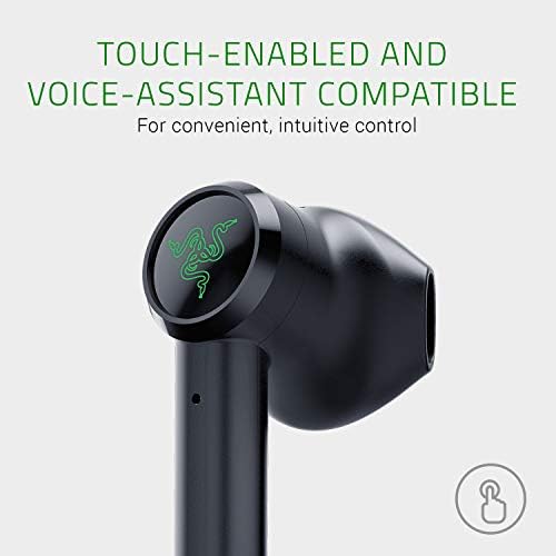 Razer Hammerhead True Wireless - Wireless Earbuds (In-Ear Earphones, Ultra-Low Latency, Water-Repellent, 13 mm Driver, Touch Support, Bluetooth 5.0, Voice Control, Charging Case) Black