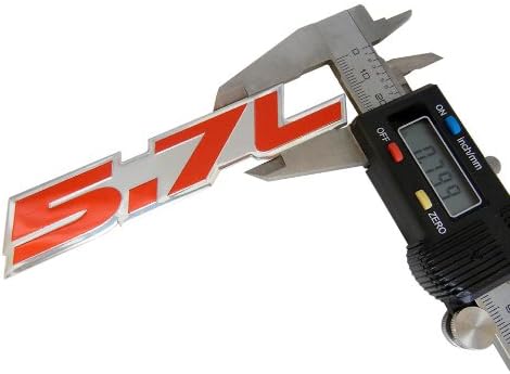 Miniatura 4 de 5.7L litros en rojo en aluminio plateado altamente pulido coche camión motor placa insignia insignia insignia emblema