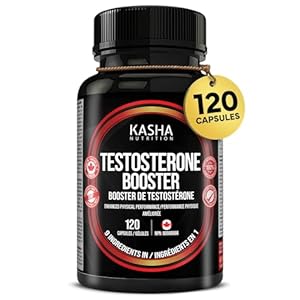 Kasha Nutrition Testosterone Booster for Men – Tribulus Terrestris, Tongkat Ali, Maca, Ginseng, Horny Goat Weed, DIM. Formulated To Enhance Physical Performance & Promote Testosterone Production | 9 in 1 QCE: 10760 mg of Premium Ingredients | Natural Testosterone Supplements for Men – 120 Capsules