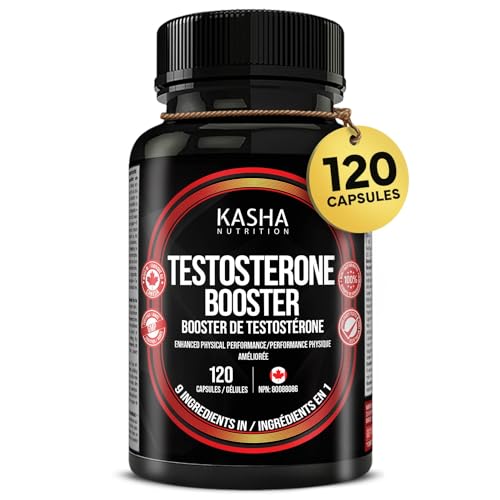 Kasha Nutrition Testosterone Booster for Men – Tribulus Terrestris, Tongkat Ali, Maca, Ginseng, Horny Goat Weed, DIM. Formulated To Enhance Physical Performance & Promote Testosterone Production | 9 in 1 QCE: 10760 mg of Premium Ingredients | Natural Testosterone Supplements for Men – 120 Capsules