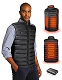 Loowoko Chaleco calefactable hombre con bateria 10000mah, chaqueta calefactable sin mangas ligera, 3 niveles de calor + 4 zonas, Para trabajar al aire libre, ciclismo, moto y esquí