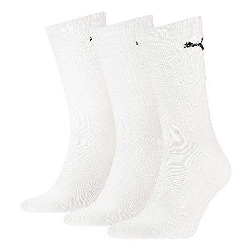 Puma Sports Socks - Calcetines de deporte para hombre, color blanco, talla 39-42, 3 unidades