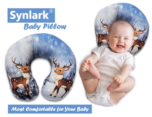 Image of Baby Neck Pillow for Head Shaping | Neck Support New Born Baby Infant Printed Pillow (0-5 Years) (Dear)