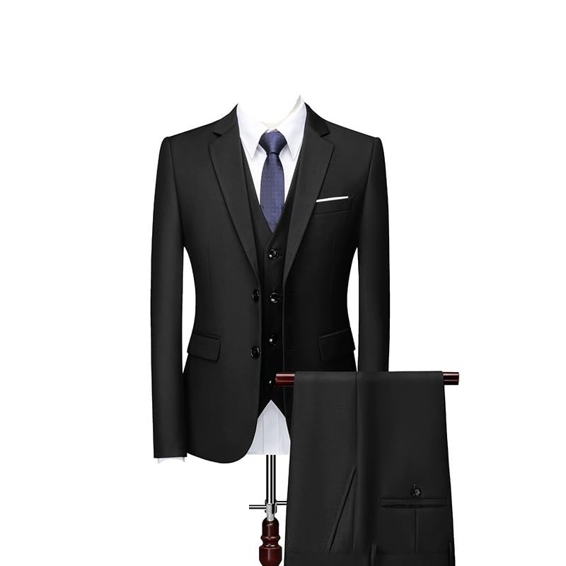Men’s Business Formal Three Piece Suit with Pants Vest Classic Tuxedo for Wedding and Birthday Parties