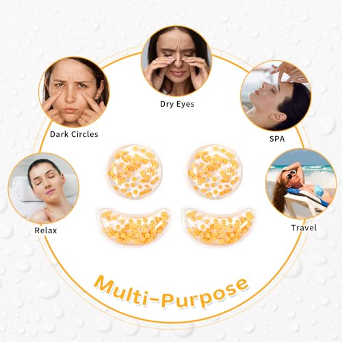 Image of 4PCS Gel Eye Ice Pack Set, Cold & Hot Compress, Reusable Cooling Gel Pads for Strain Relief, Relaxation, SPA and Sleep (4 Oranges-2)