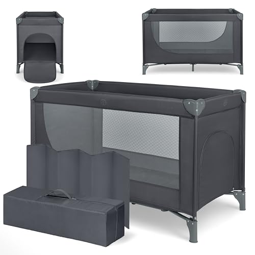 KikkaBoo Cuna de Viaje SO Gifted 2026, Cuna Bebe 120x60 cm hasta 15 kg, Parque Plegable con Bolsa de Transporte, Ligera y Compacta, Negro