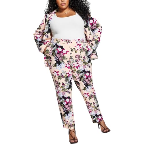 Nina Parker Trendy Plus Size Floral Print Tailored Pants Floral