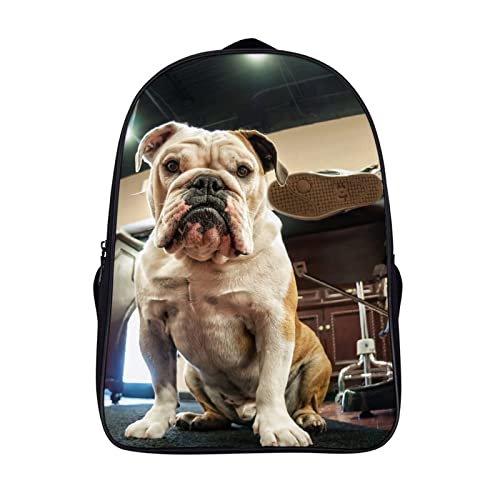 Sac à dos décontracté école Bulldog avec imprimé relief 3D cool et grand volume