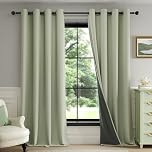 Fmfunctex Blackout Thermal Curtains for Living Room 90 Inch Drop Sage Green Eyelet Curtains for Bedroom Weave Textured Light Blocking Energy Saving Window Curtain Drapes 2 Panels