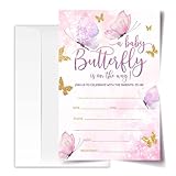 ANYEMW 4x6 A Baby Butterfly Is On The Way Baby Shower Invitations, Butterfly Baby Shower Decorations, Pink Butterfly Baby Shower Decorations, Baby Shower Invitations For Girl. (Butterfly(60))