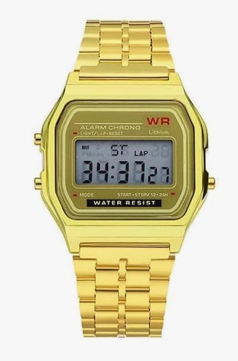 Image of AROA Premium Brand Vintage Series Digital Sports Square 4 Colours Dial LED Unisex Stainless Steel Strap Watch for Men's Watch for Women's Multicolor