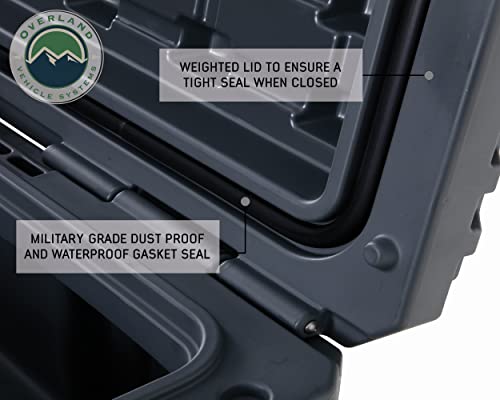 Overland Vehicle Systems 40100031 Dark Grey 169 QT Dry Box with Wheels, Drain, and Bottle Opener | Waterproof Sealing | Weather Resistant | Heavy Duty
