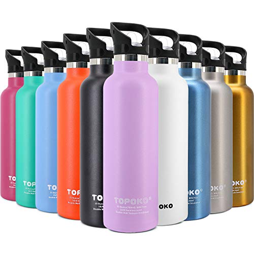 TOPOKO 25 OZ Double Wall Hydro Stainless Steel Flask Water Bottle, Straw Lid