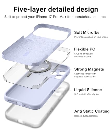 Coque magnétique iPhone 17 Air silicone compatible Magsafe doublure microfibre - 4