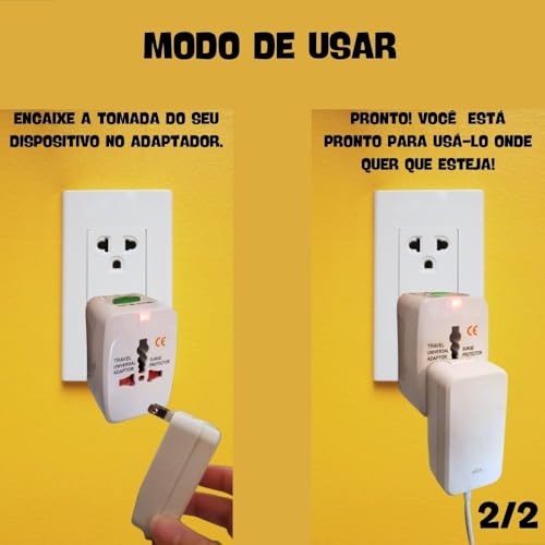 Adaptador De Tomada Plug Universal Padrão Para Viagem Internacional Países Bivolt 110v/220v Portátil