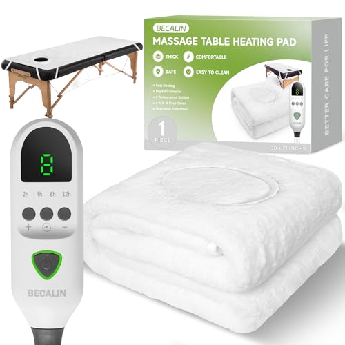 Massage Table Warmer Heating Pad Professional SPA Massage Bed Warmer with Timer 9 Heat Settings Overheat Protection for Massage Bed & Spa Thickened & Soft Fleece 30 x 71 with Face Hole