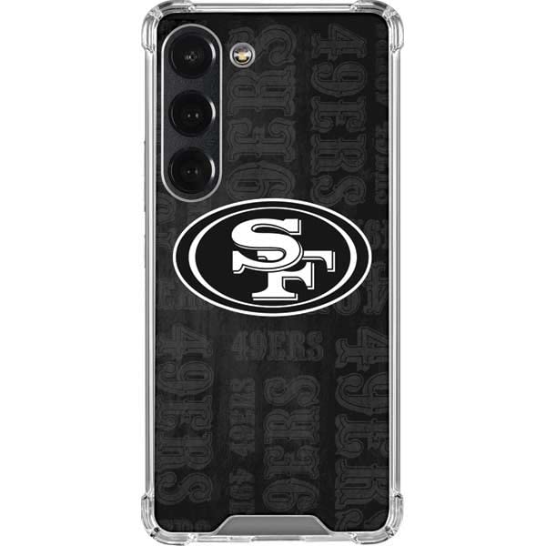 Skinit Clear Phone Case Compatible with Galaxy S23 - Officially Licensed NFL San Franciso 49ers Black & White Design