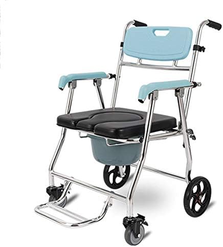 Bedside Toilet Front Wheel with Brake | Indoor Toilet Seat Armrest Adjustable|Easy Folding Shower Wheelchair with Folding Foot Pedal|Detachable Back and Arm|46cm Suitable for Paralyzed Patients