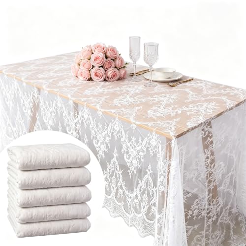 Pardecor Lace Tablecloth 60x120 Inch Rectangle, Vintage Cover for Wedding