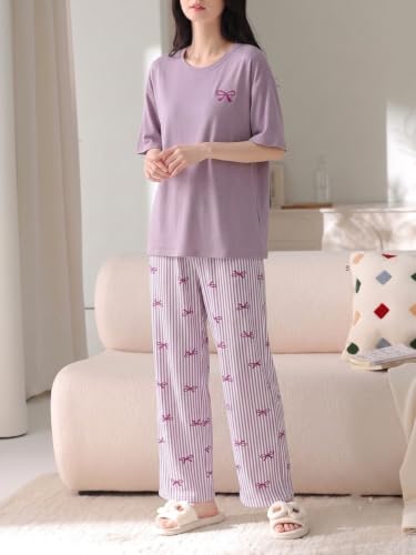 Image of Louis Luxe Cotton Blend Womens Korean Night Dress || Full Pyjama Set ||Korean Nightsuit || Women Nightwear ||Round Neck Full Sleeve Nightsuit || Loungewear || Everyday Nightdress (ND-10)