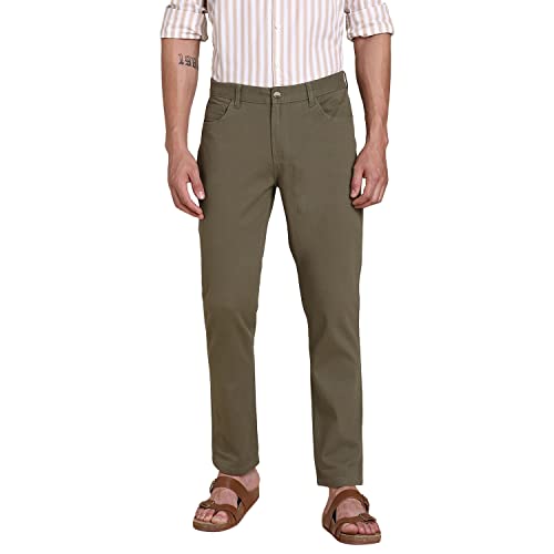 Dennis Lingo Slim Fit Light Olive Solid Chino for Men