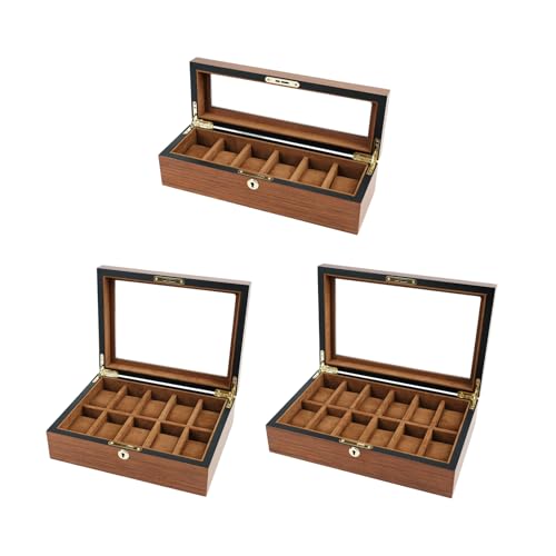 Vitrine en bois pour montres sur commode de chambre avec rangement épuré