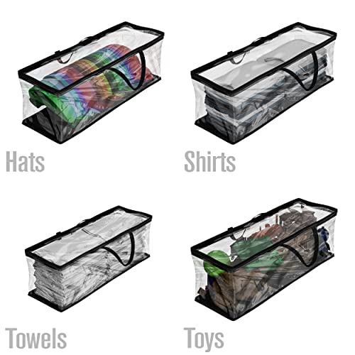 Houseables Baseball Cap Storage Bag, Hat Organizer Case, 23" X 6" X 8", Clear Plastic, Caps Holder, Moisture & Dust Proof, Black Handles, Box W/ Zipper Closure, Stores & Racks 22 Hats, Dirt Protection #TOP5