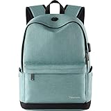 Vancropak Water Resistant Backpack for 17inch Laptop,College School Bookbag for Teen Girls Back Pack with USB Charging Port,Canvas Backpack for Women Storage Notebook Daypack for High School Students