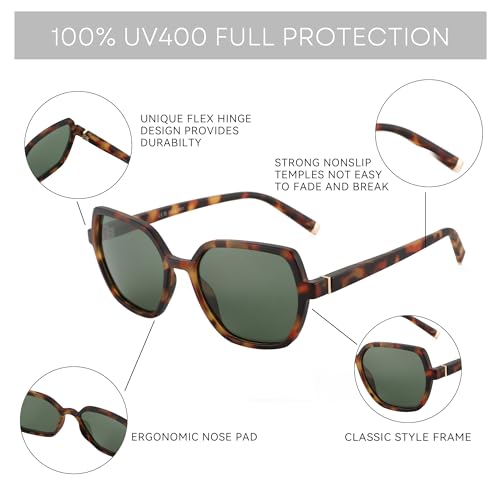 ZENOTTIC Hexagon Sunglasses for Small Faces Women Polarized UV400 Protection Fashion Trendy Shades Sun Glasses4