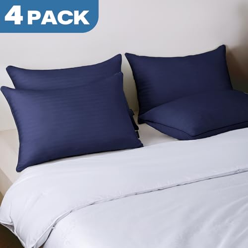 GOHOME Pillows King Size Set of 4 - Bed Pillows for Sleeping 4 Pack, Cooling Supportive Hotel Pillows with Premium Soft Down Alternative Fill for Side Stomach and Back Sleepers