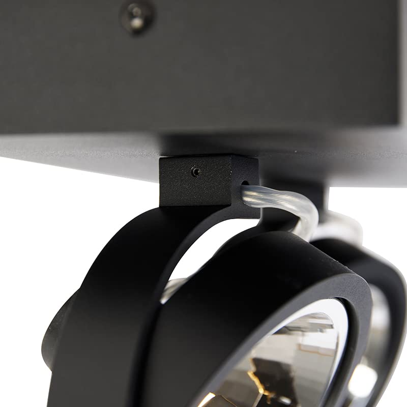 Qazqa Moderno Foco de diseño negro orientable 2 luces - Go Aluminio Rectangular Adecuado para LED Max. 2 x 3 Watt