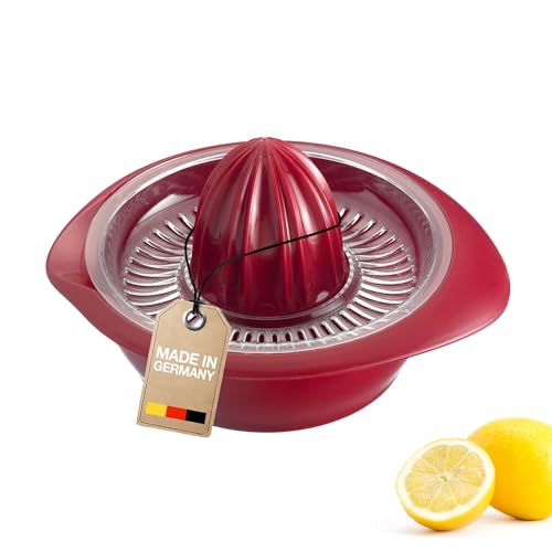 Westmark Exprimidor de limón/cítricos con recipiente, Diámetro: 18,7 cm, Capacidad: 0,5 litros, Plástico, Limetta, Rojo, 3091227R