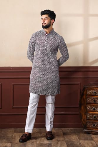 Image of Kurta for Men | Traditional Men's Ethnic Wear | Cotton Blend Kurta for Festive, Wedding & Casual Occasion