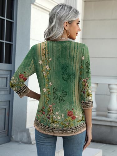 Image of Zeagoo Womens Blouse Casual 3 /4 Length Sleeve V Neck Basic T-Shirts Spring Summer Cute Tunic Tops Business Work Tees