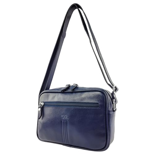 Bolsa Tiracolo FIDENZA em Couro (Azul)