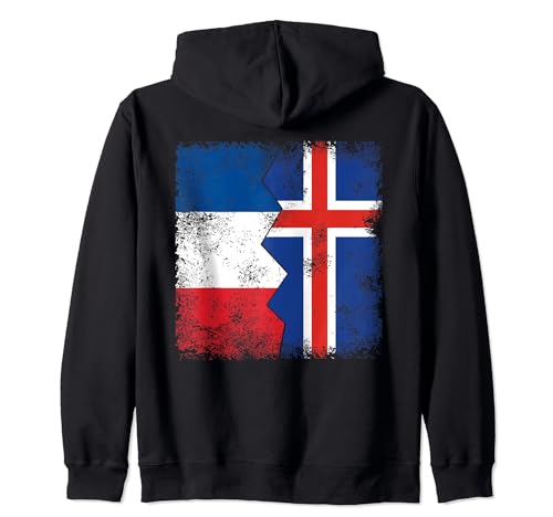 Banderas de Francia Islandia | Raíces francesas mitad islandesas vintage Sudadera con Capucha