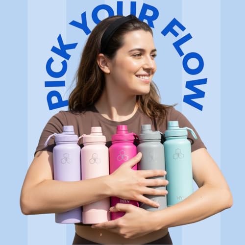 Image of HYV LuxeFlow Insulated Water Bottle 1 Litre | Stainless Steel Sipper Bottle for Adults & Kids | Hot & Cold Flask for Gym, Office, Travel | Leakproof BPA-Free with Straw & Carry Handle | Indigo Blue
