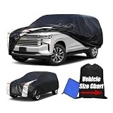 Cotryvox 10-Layer SUV Car Cover - Waterproof All Weather. See Size-Chart for Accurate Fit. Outdoor Full Exterior Covers for Chevrolet Tahoe, BMW X7, Dodge Durango, etc. Size S4