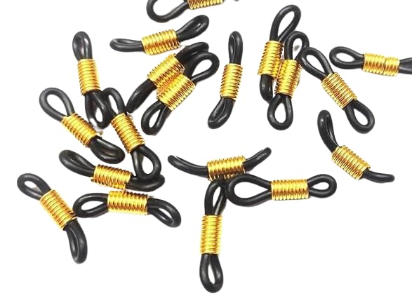 VIGHNESHWAR TRADERS 20 pcs Ear Hook Eyeglasses Spectacles Chain Glasses Retainer Ends Rope Sunglasses Cord Holder Strap Loop Connector (Black Gold- 20 PCS)-image-29