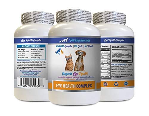 Dog Eye Vitamins - PET Eye Health Complex - Dogs and Cats - Supports Eye Vision - astaxanthin for Dogs, Eye Vision Supplement for Dogs and Cats, Eye Health Vitamins Lutein and zeaxanthin 1Bot 60Tabs