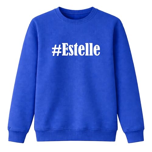 Sweat-shirt Hashtag #Estelle unisexe et enfant bleu en coton avec impression