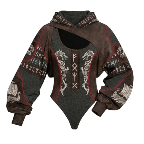 Combinaison viking femme tenue de carnaval ajustée 2 pièces pour soirée déguisée