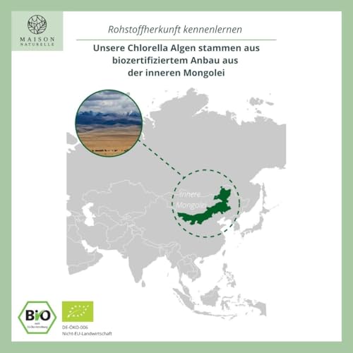 MAISON NATURELLE® | Bio Spirulina & Chlorella Mix (500 Stück) - Hochdosiert mit 2400mg Bio-Spirulina Alge & 2400mg Bio Chlorella Alge je Tagesdosis