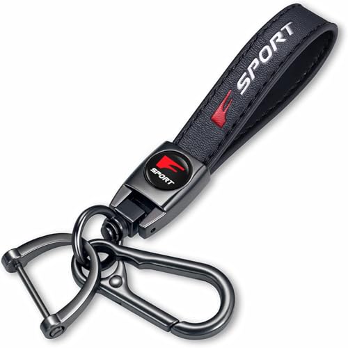 UNIMAT Genuine Leather Car Key Chain for Lexus F Sport Keychain Key ring Accessories for Man and Woman Family Present Black