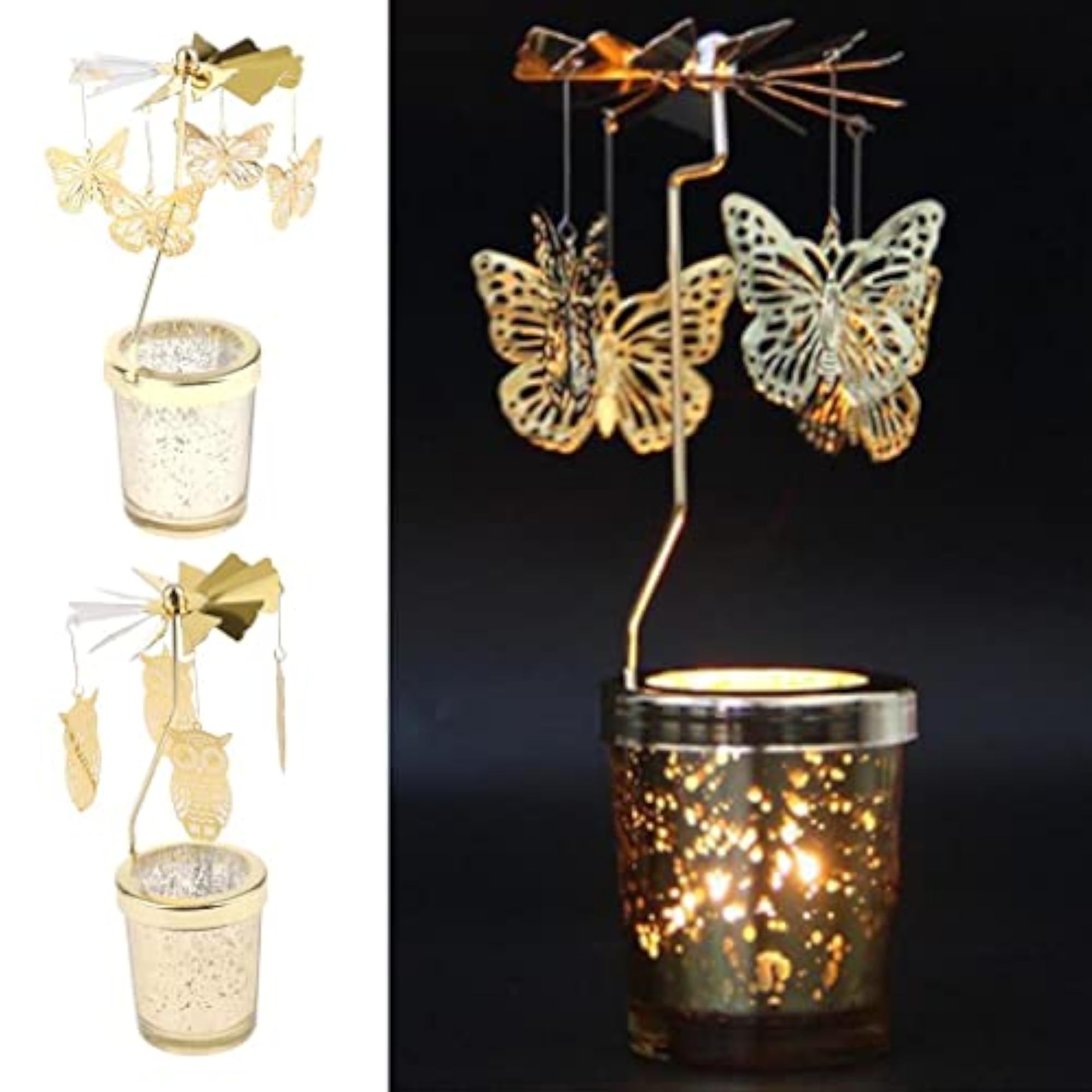 2pcs Romantic Rotating Candle Holder Stand
