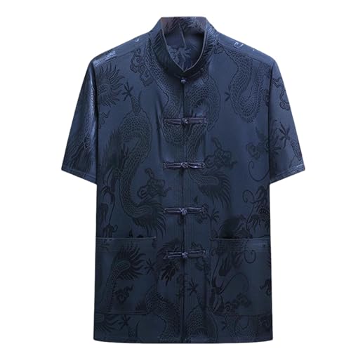 Chemise homme en soie glacée style Hanfu vintage pour Tai Chi et été